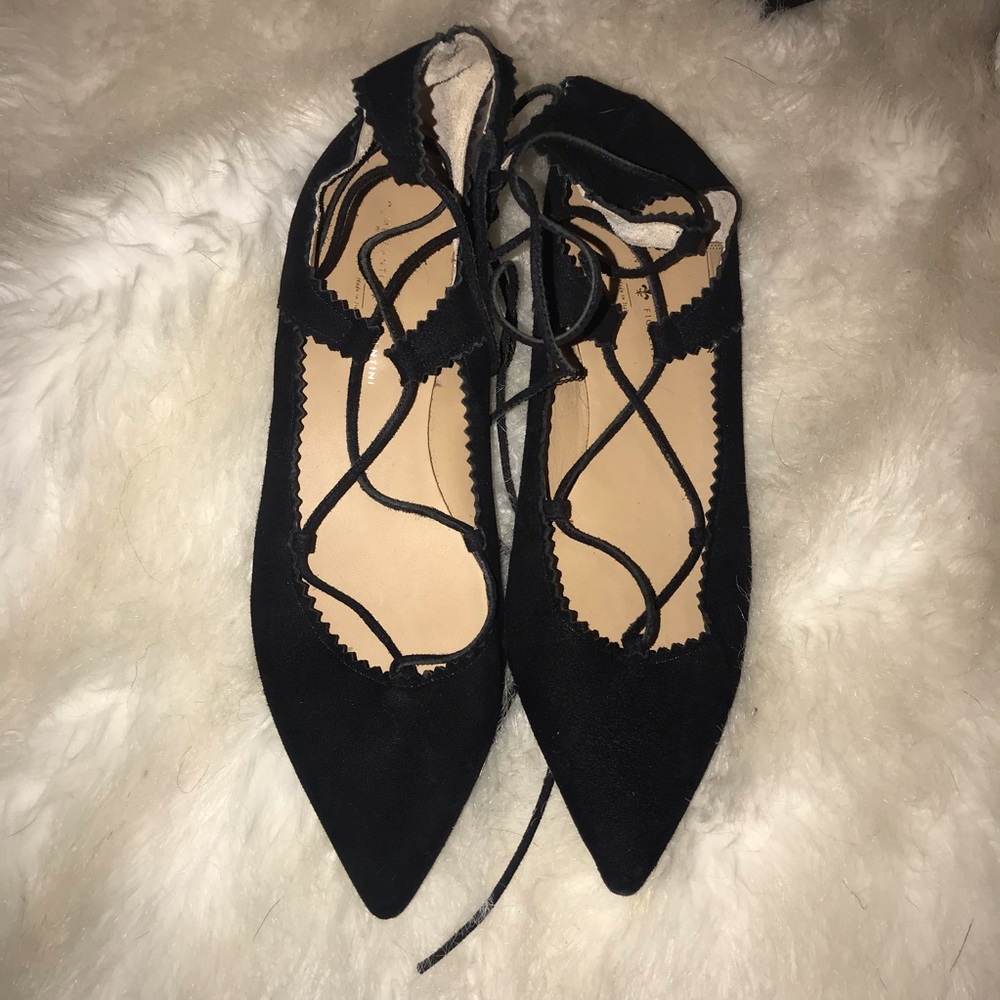 Mercanti Fiorentini Black Lace-Up Flats 8.5